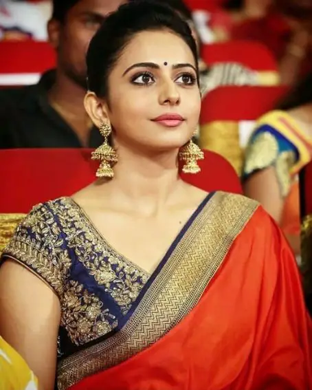 Rakul Preet Singh In Orange Kanjeevaram Saree