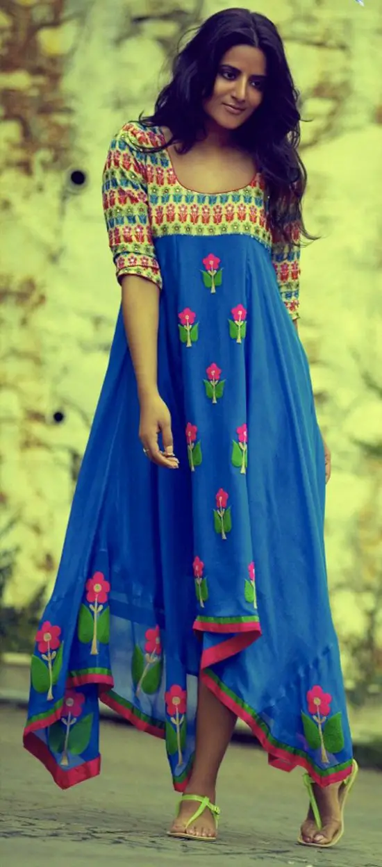 Combination Of Anarkali And Asymmetric Kurti