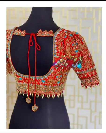 Embroidery work design for back neck blouses