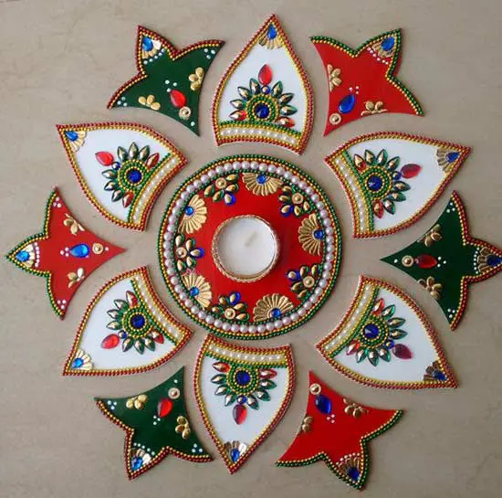 6 Acrylic kundan rangoli