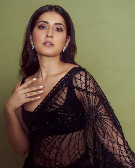 Rashi Khanna In Black Net Saree