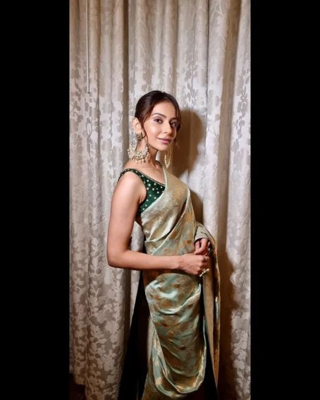 Rakul Preet Singh In Gold Classic Saree