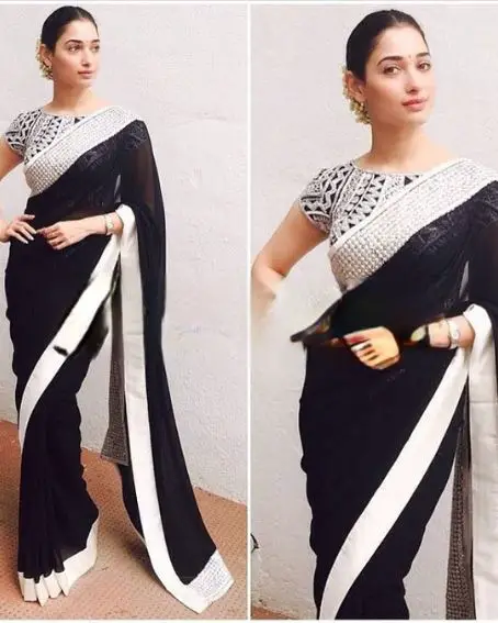 20 Beautiful Black Saree Blouse Designs