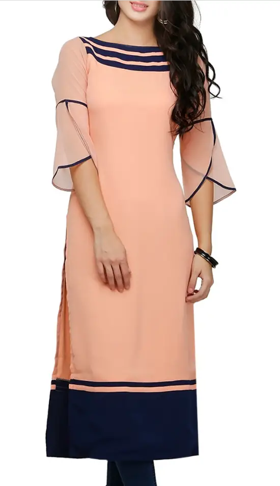 Peach Georgette A Line Kurta