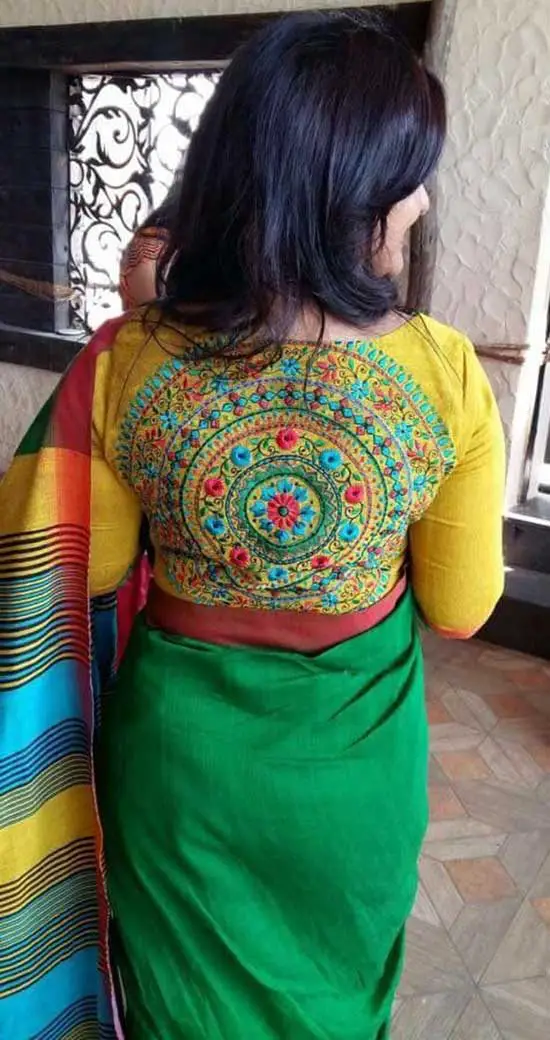 Beautiful-handloom-embroidery-blouse-With-Back-Boat-Neck