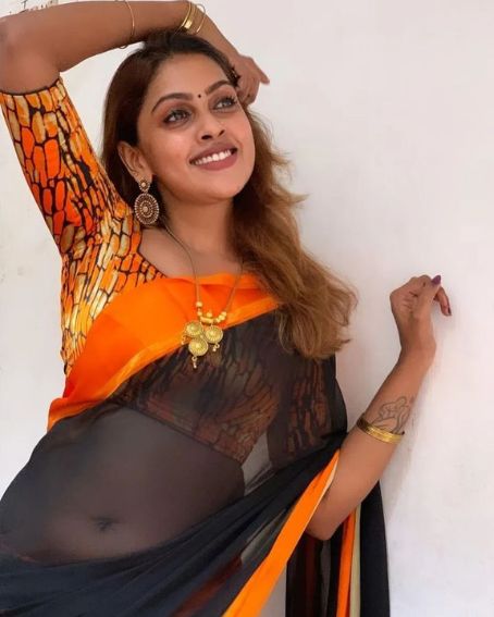 Black With Orange Combination Saree