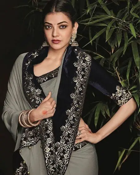 Gray Saree With Black Velvet Border Saree And Blouse