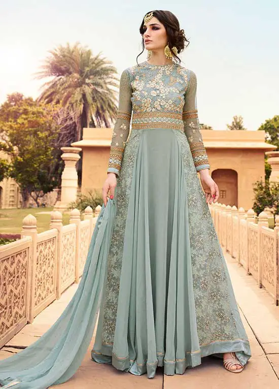 Grey color georgette party wear anarkali