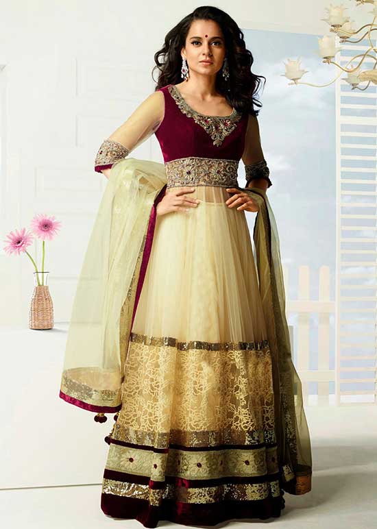 Kangna Ranaut Anarkali In Buttercream & Red