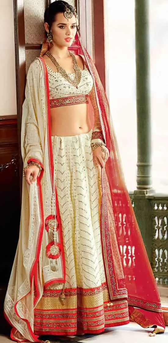 Off White Net Lehenga Choli