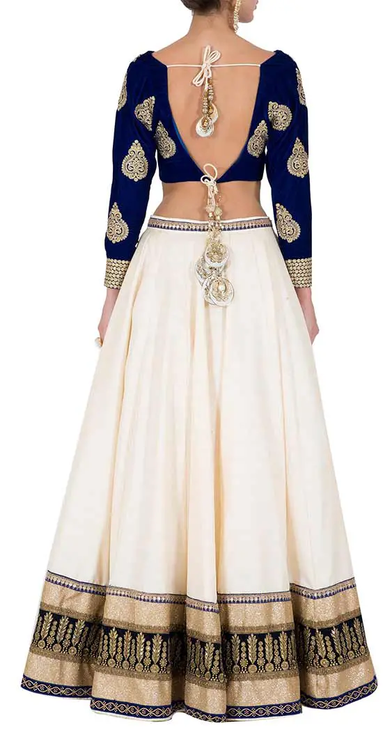 Royal Blue Velvet Lehenga Choli