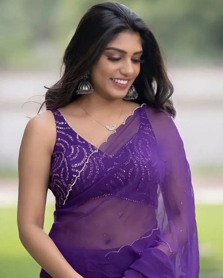 Stunning Transparent Purple Saree