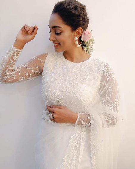 Transparent White Wedding Saree With Net Blouse