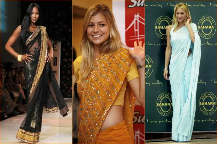 foreign celebrities in saree