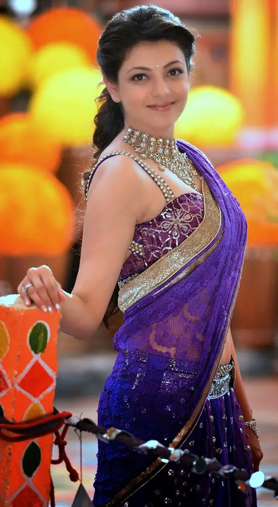 kajal agarwal in Clear Navy Saree