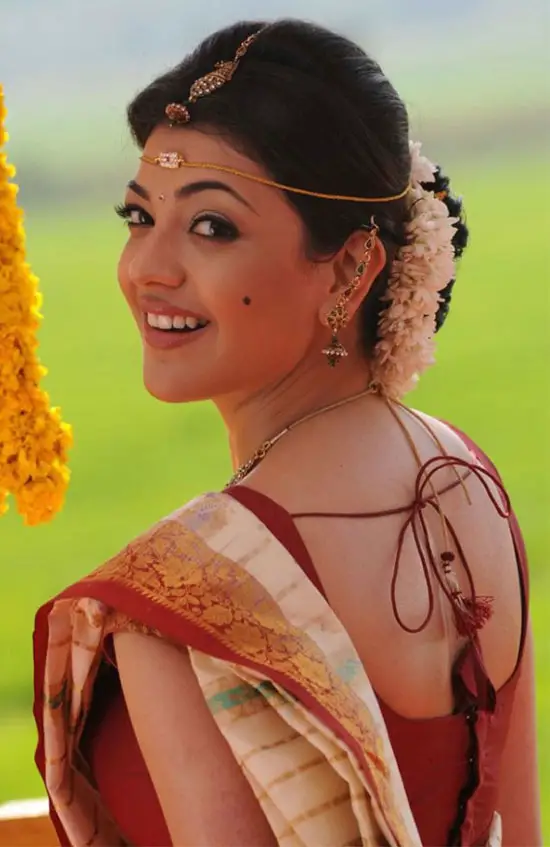 kajal agarwal in Cream color Saree