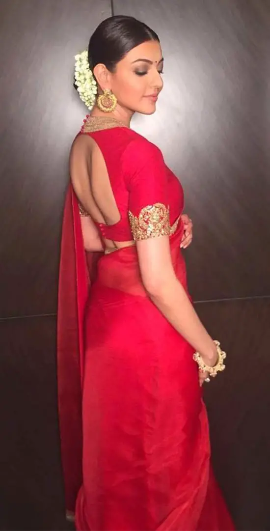 kajal agarwal in Red Saree