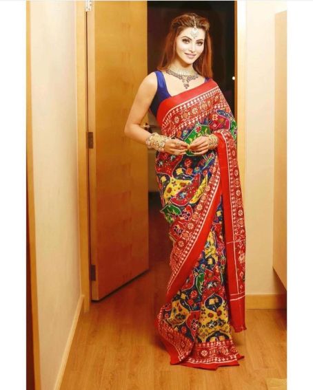 Urvashi Rautela In Beautiful Designer Saree On Premium Satin Fabric
