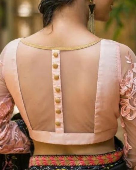 Popular Sheer Back Buton Style Blouse