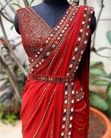Fully Stitched Mirror And Koti Work Blouse