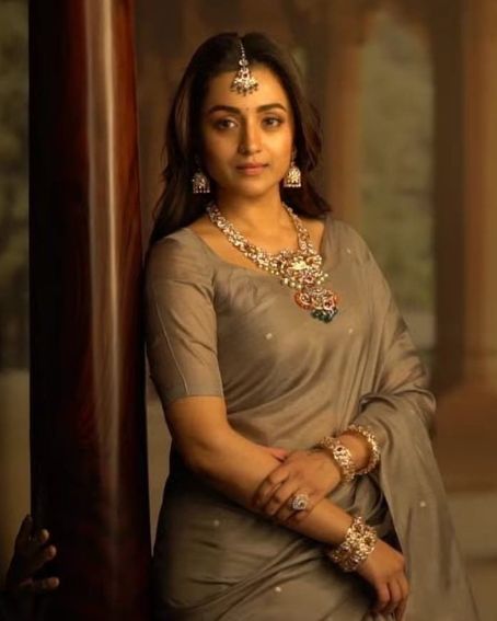 Trisha In Grey Shades Saree