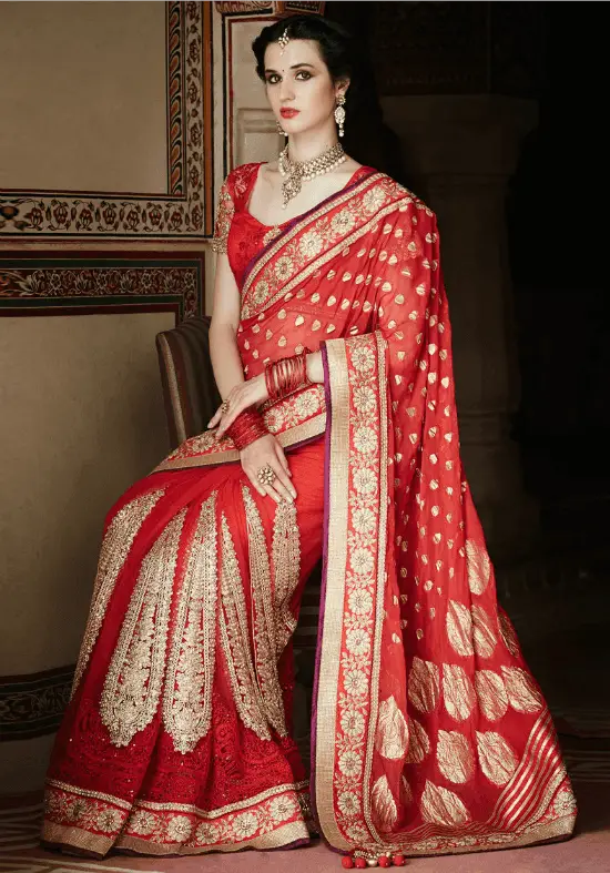 Designer Banarasi Embroidery Saree With Different Color Combinations With Intricate Designs And Zari Embellishment