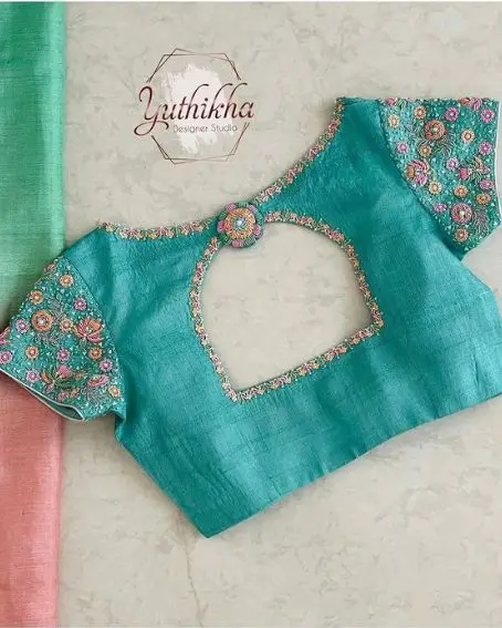 Trendy And Simple Threading Work Turquoise Green Color Blouse