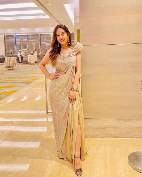 Golden Stone Embellished Saree Gown