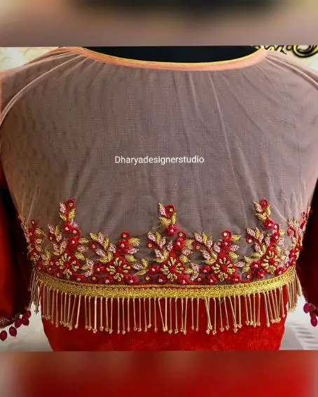 Net Back Beautiful Embroidery Design With Beads On The Edge