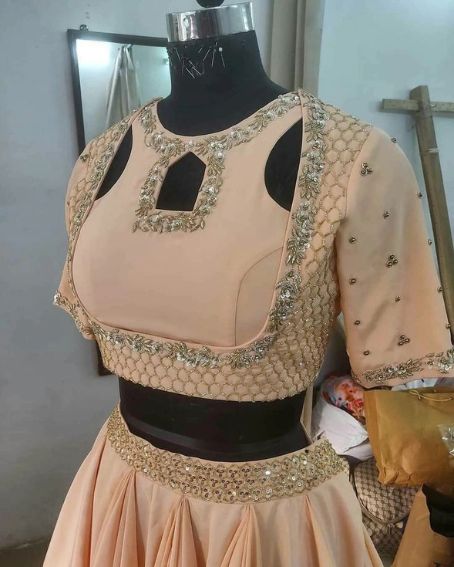 Hand Embroidery Design With Front Keyhole