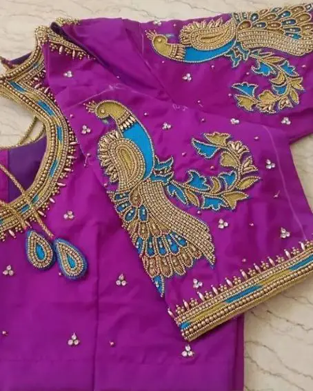 Peacock Maggam Work Blouse Design