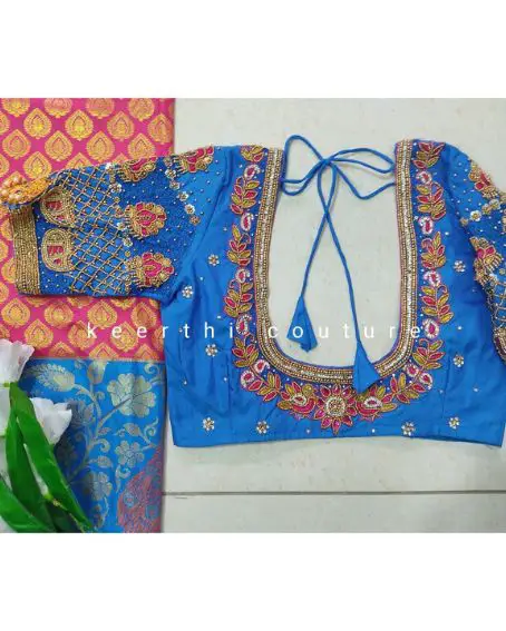 Latest Maggam Work Designs On Pattu Blouses