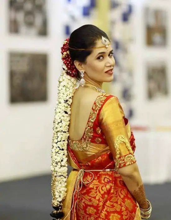 Hand Embroidery Pattu Blouse For Kanjeevaram Saree
