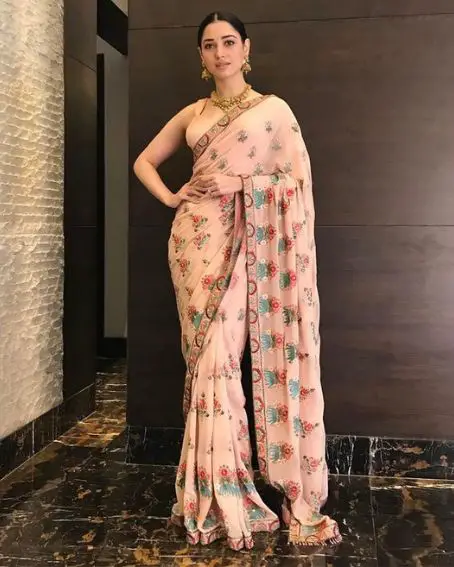 Tamanna Bhatia In Peach Color Saree With Blouse