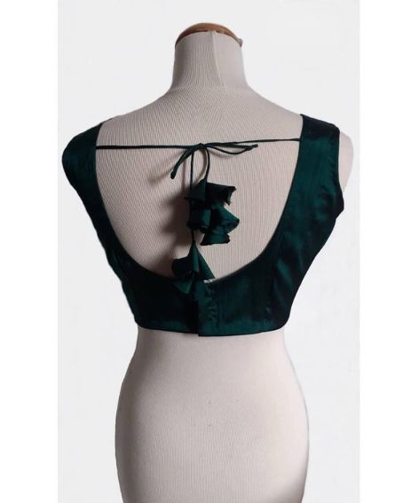 Stunning Green Sleeveless Blouse With Deep Back