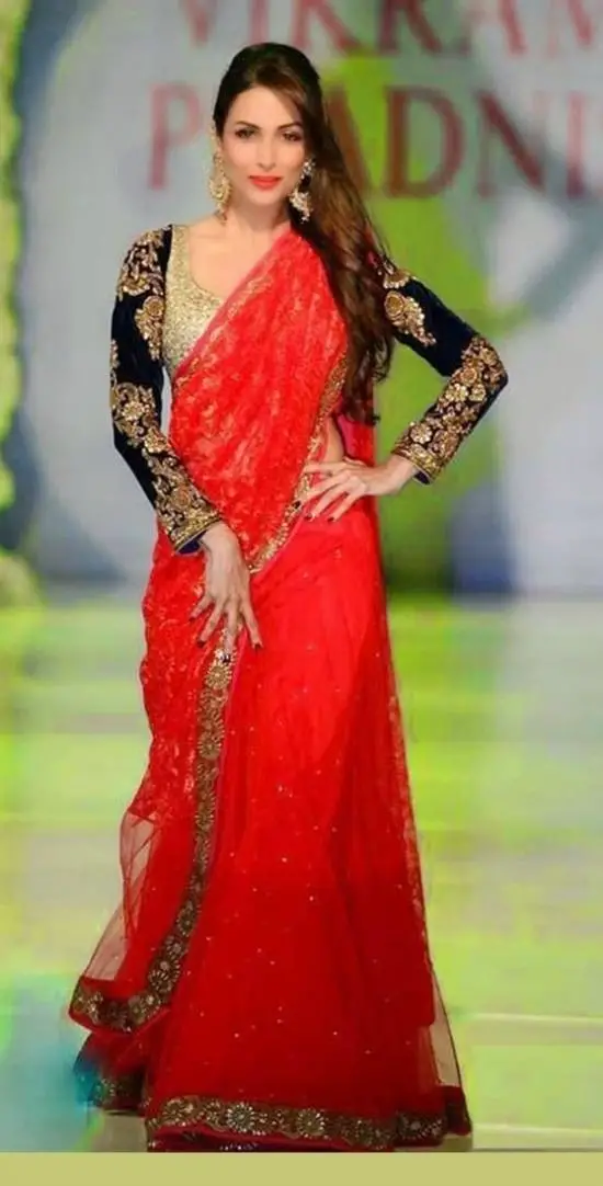 Replica Malaika Red Rose Wedding Saree