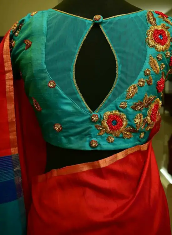 Embllished Embroidery With Single Button Keyhole On Back Side