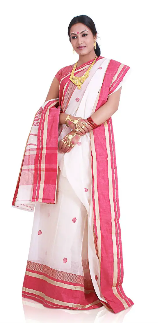 Pure Cotton Bengali Saree With Embroidery Motifs