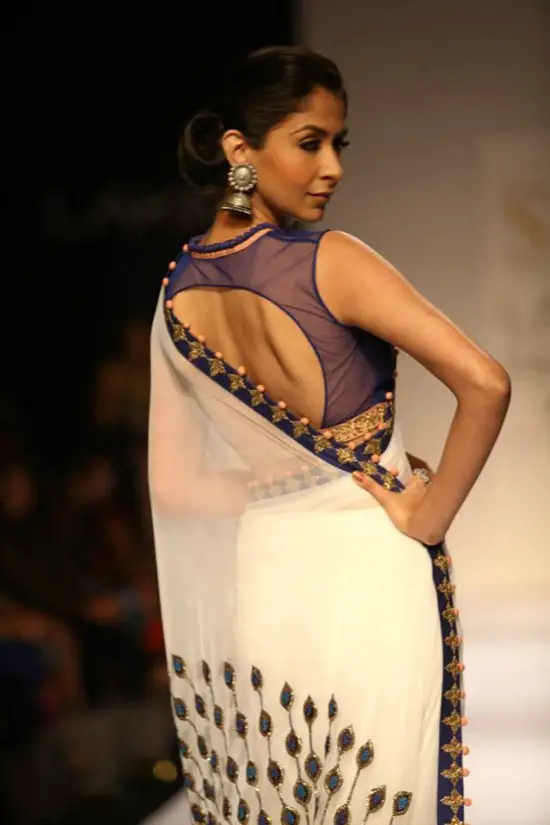 Net Back Open Blue Blouse
