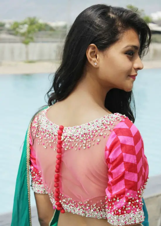 Back Button Stone Embllished Blouse