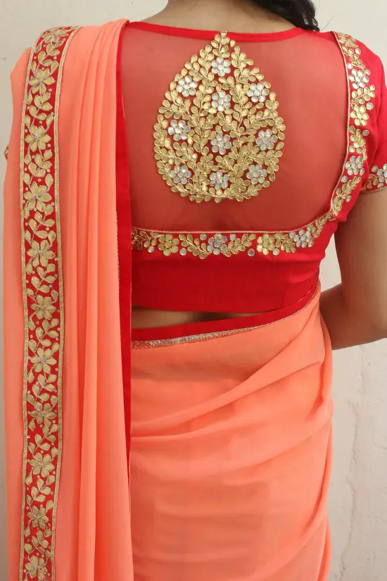 Gota Traditional Handembroidery Zardosi Redpeachcombo Elegant
