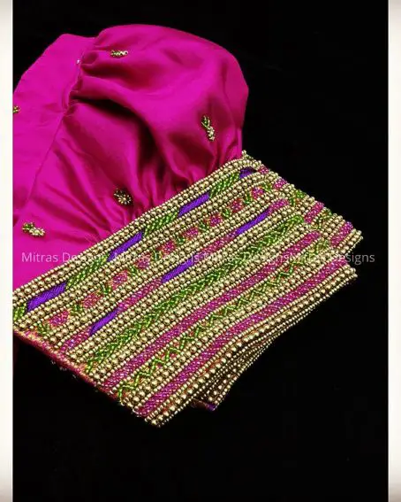 Pink Heavy Embroidery Handwork Design