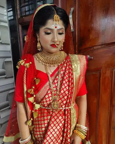 Bright red Color Bengali Saree