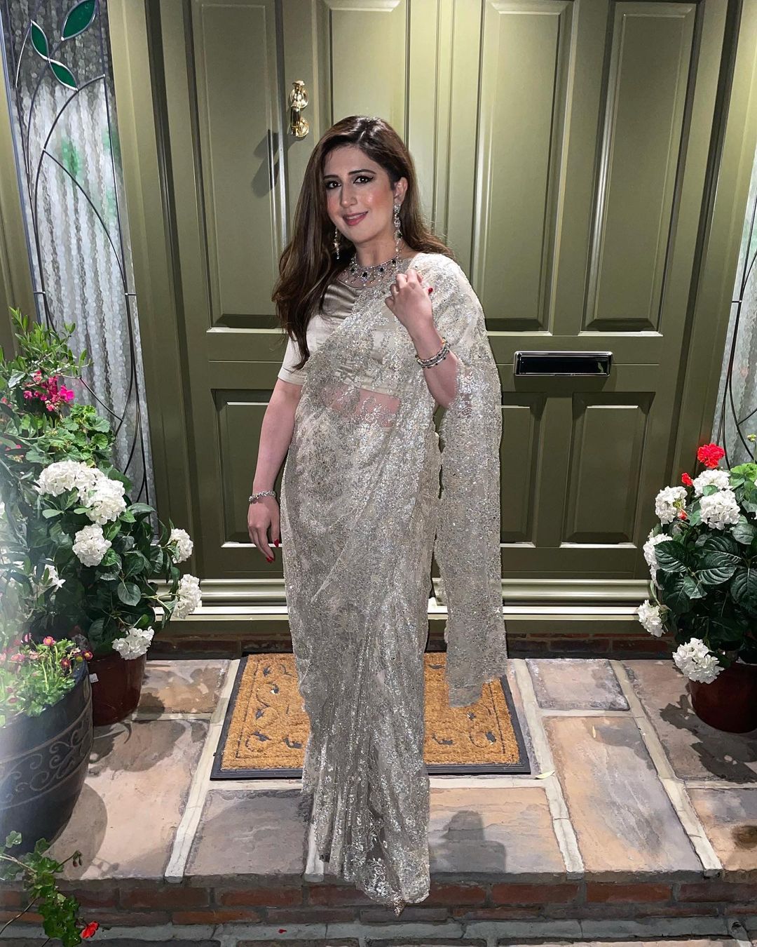 Chantilly Lace Saree With Rhinestone Detailing