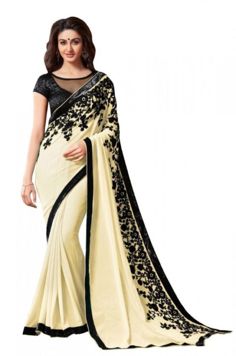 Dark Grey and Brown Shimmery Saree