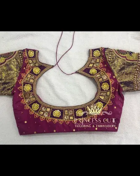 Gold Work Purple Designer Blouse