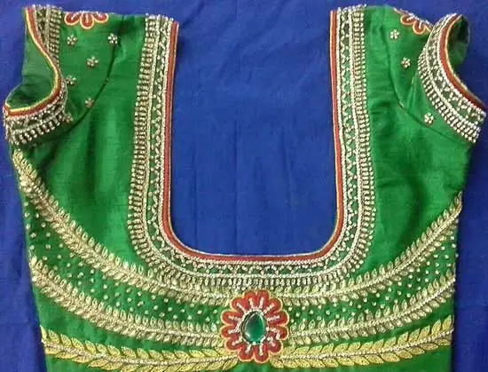 Pattu blouse with maggam work