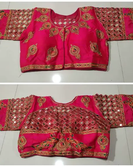 Peacock Embroidery Rajasthani Mirror Work Blouse