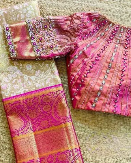 Pink Thread Work Designer Blouse