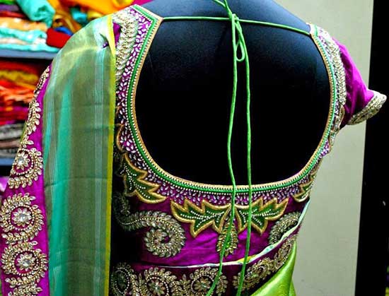 violet colour blouse maggam work